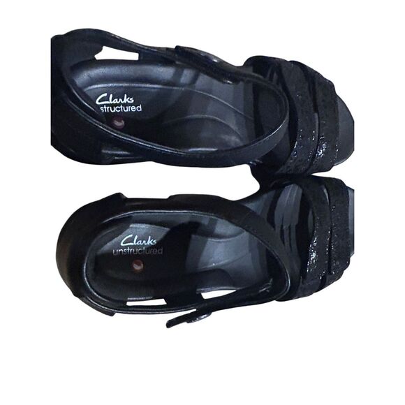 Clarks 26159103 Kylyn Strap Leather Black Dual Strappy Sandals Size 8.5 - Picture 2 of 12